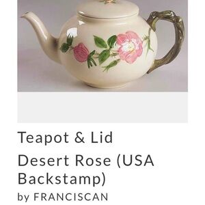 Franciscan Desert Rose Teapot with Lid